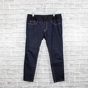 Comme de Garcons Junya Watanabe Crop Jeans Indigo satin pleated waist 36w